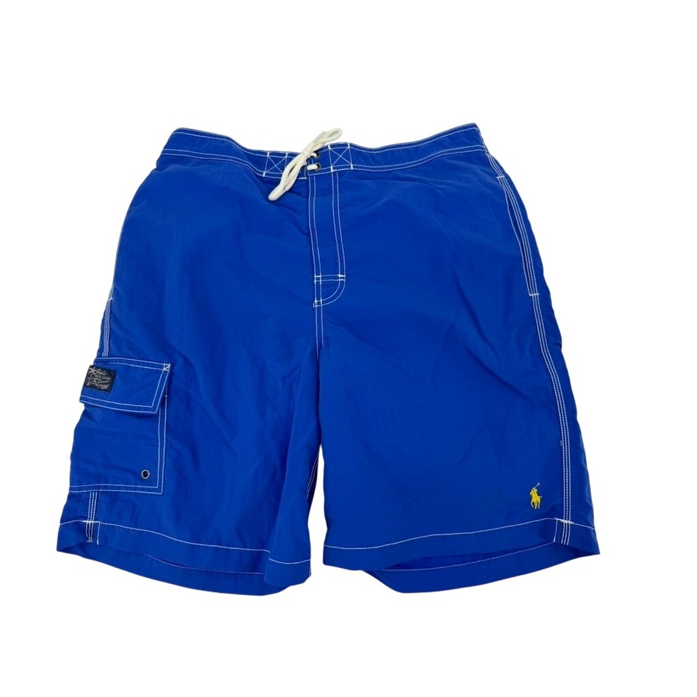 Polo Ralph Lauren Swim Trunks Mens Medium Blue Cargo Pocket Board Shorts Pony